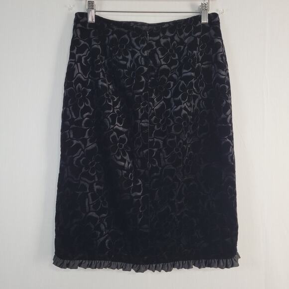 Noviello-Bloom floral velvet ruffle trim skirt set size 6 whimsigoth career USA - Picture 15 of 16
